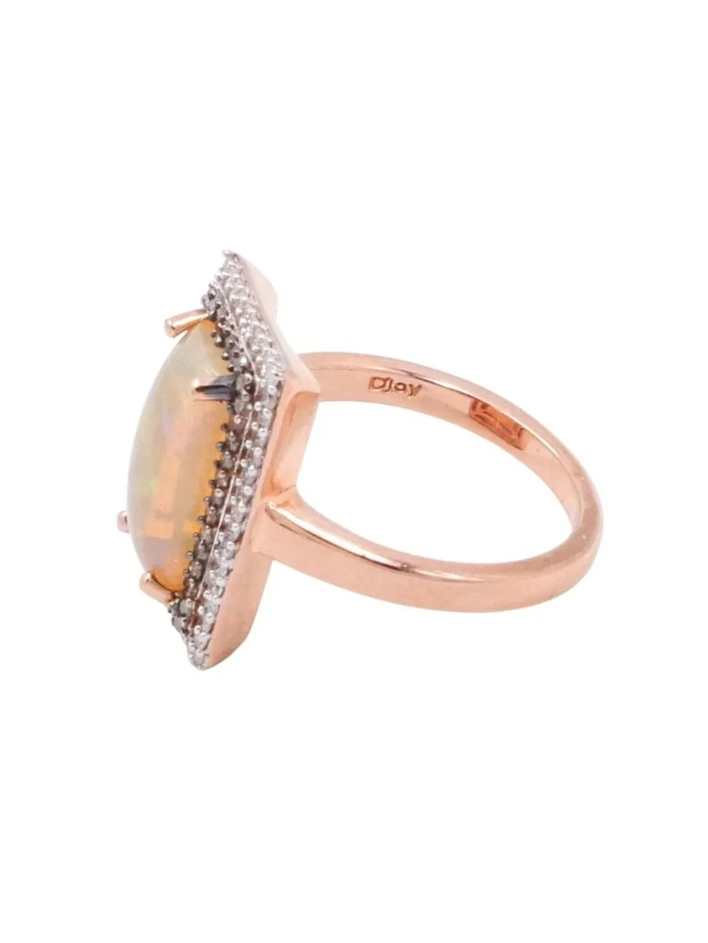 Ethiopian Welo Opal Diamond Halo Ring Rose Gold Vermeil 2.30ctw Size 9